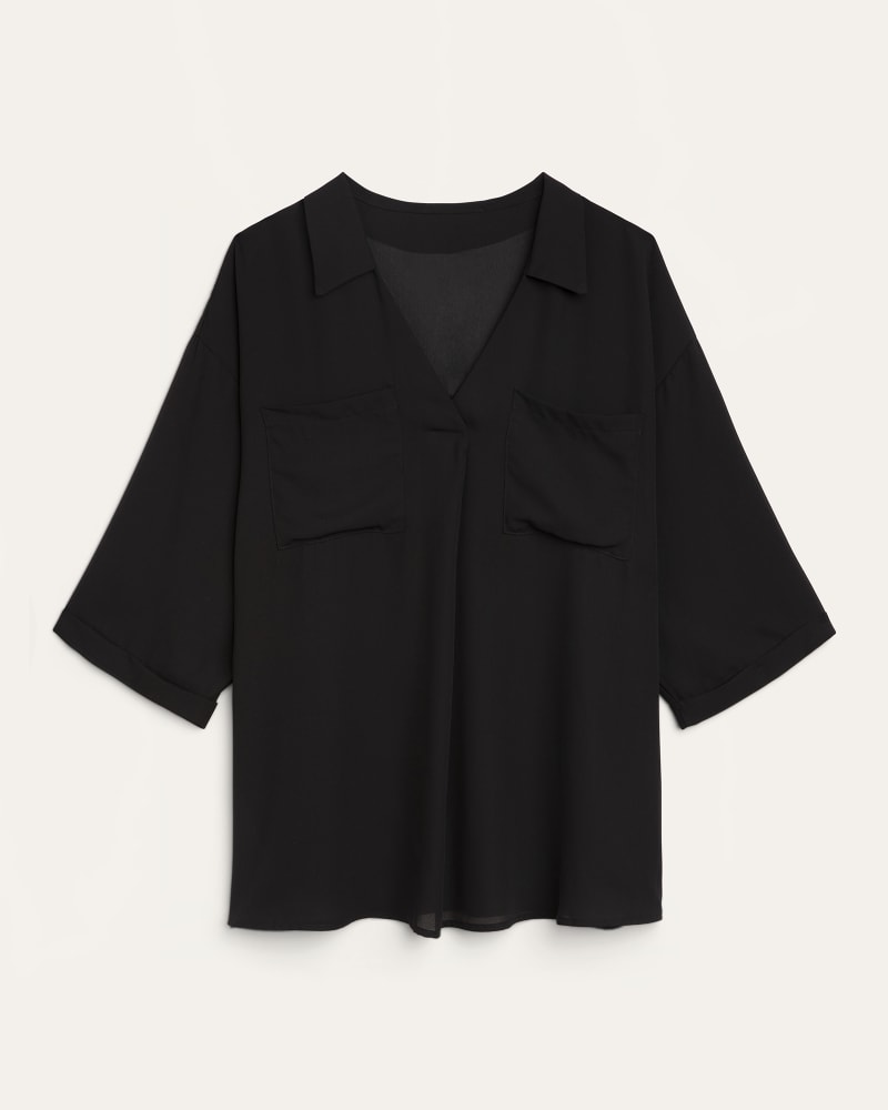 Front of plus size Sylvia Three-Quarter Sleeve Top by East Adeline | Dia&Co | dia_product_style_image_id:179386